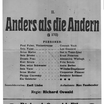 Anders als die Andern / Different from the Others / Jiný než jiní  (1919)